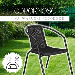 Krzesła ogrodowe 4 szt. metalowe na taras czarne zestaw