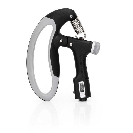 Ściskacz do rąk z regulacją oporu 10-100 kg licznik ruchu, do ćwiczeń dłoni, rehabilitacji szaro-czarny