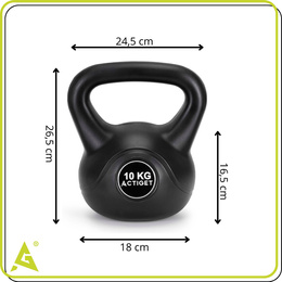 Kettlebell 10 kg odważnik, hantla do ćwiczeń ABS kula do treningu siłowego, czarny