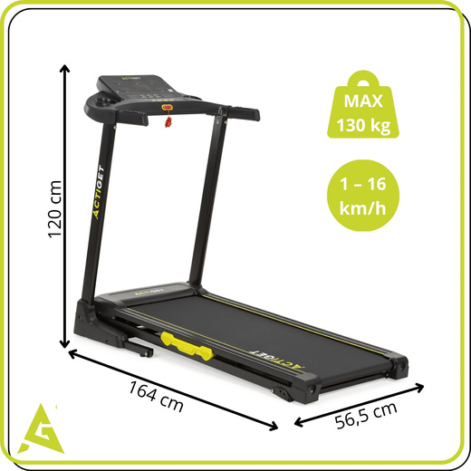 Bieżnia elektryczna, domowa 16 km/h z nachyleniem składana z aplikacją i czujnikami PRO