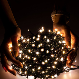 Kurtyna świetlna 500 led girlanda, lampki zewnętrzne sople ciepły biały + flash