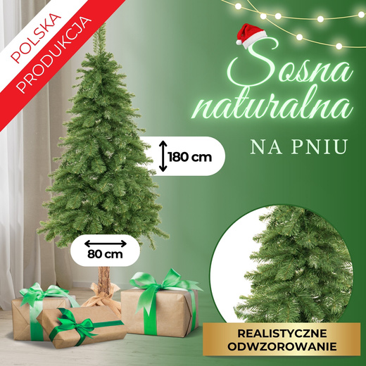 Choinka na pniu 180 cm sztuczna sosna naturalna