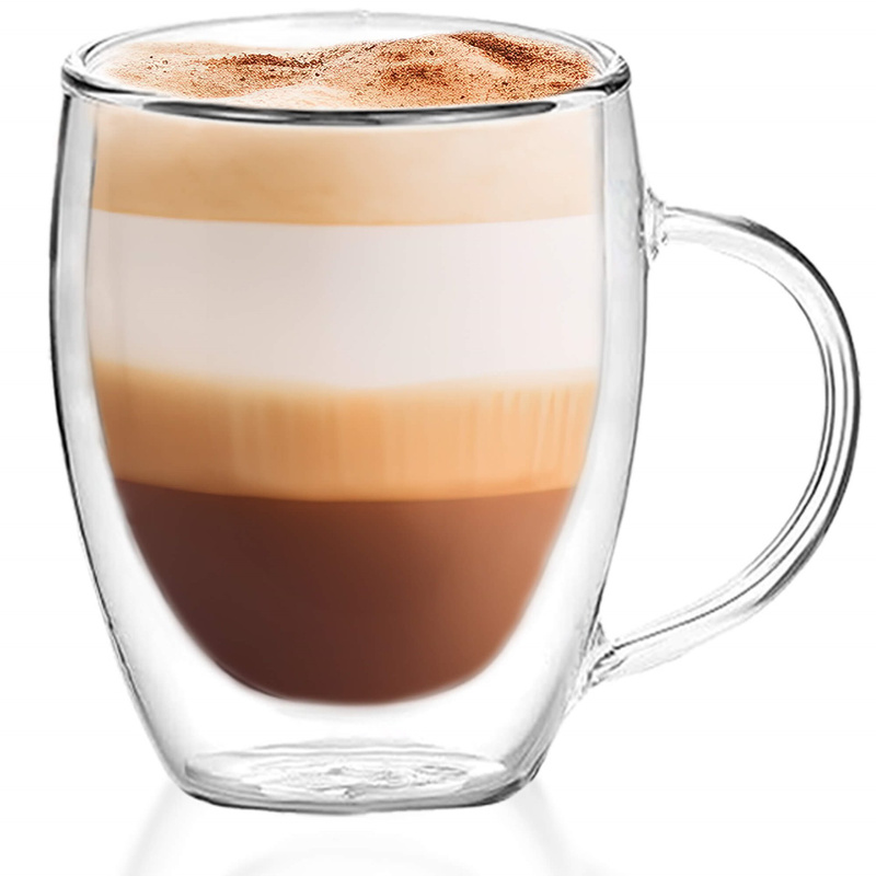 Szklanka termiczna do kawy i herbaty 300 ml z uchwytem i podwójnym dnem