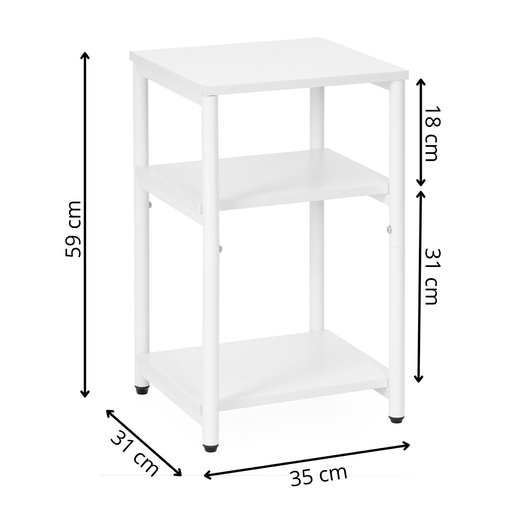 Szafka nocna, stolik z półkami do sypialni 35x31x59 cm nakastnik, biały
