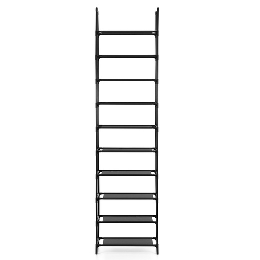 Półka na buty 10 poziomów, regał metalowy na obuwie 178 cm czarny