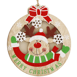 Zawieszka choinkowa renifer świecąca ozdoba świąteczna drewniana na baterię