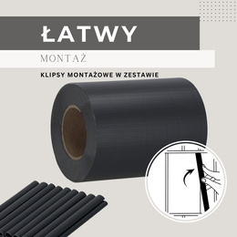 Taśma ogrodzeniowa i klipsy mocujące 20 szt. PVC 35 m x 19 cm 450 g/m2 antracyt