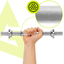 Gryf krótki 40 cm do hantli z zaciskami śr. 30 mm gwintowany, stal chromowana