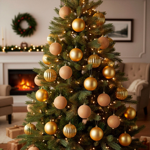 Bombki choinkowe 36 szt. zestaw dekoracje świąteczne ozdoby nietłukące złote