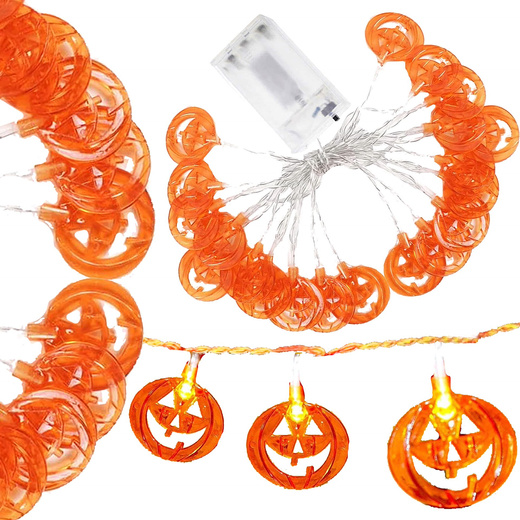 Lampki na Halloween dynie girlanda łańcuch świetlny na baterie 20 LED