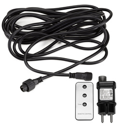 Przedłużacz do lampek choinkowych PRO 5 m + zasilacz PRO 12W + pilot z funkcją timer