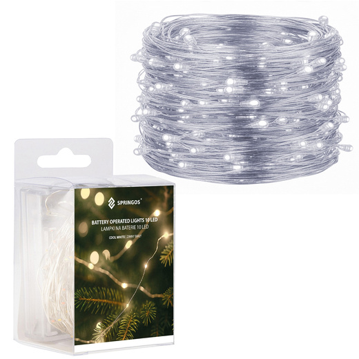 Lampki choinkowe 10 led na baterie druciki mikro biały zimny