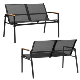 Meble ogrodowe, zestaw dla 4 osób sofa, krzesła, stolik metalowe, czarne