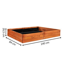 Skrzynia drewniana na warzywa 240x84x26,5 cm warzywniak z agrowłókniną, brązowy