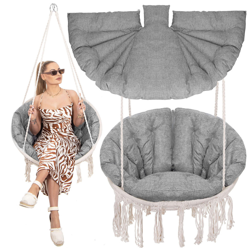 Poduszka na bocianie gniazdo huśtawkę, fotel szara