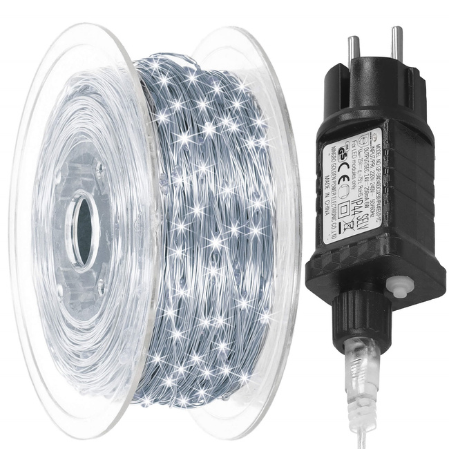 Lampki choinkowe na szpuli 1000 LED druciki biały zimny wewnętrzno-zewnętrzne