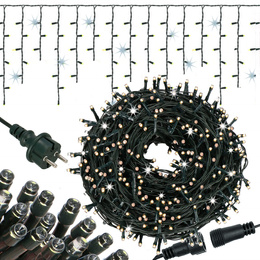 Kurtyna świetlna 500 led girlanda, lampki zewnętrzne sople ciepły biały + flash