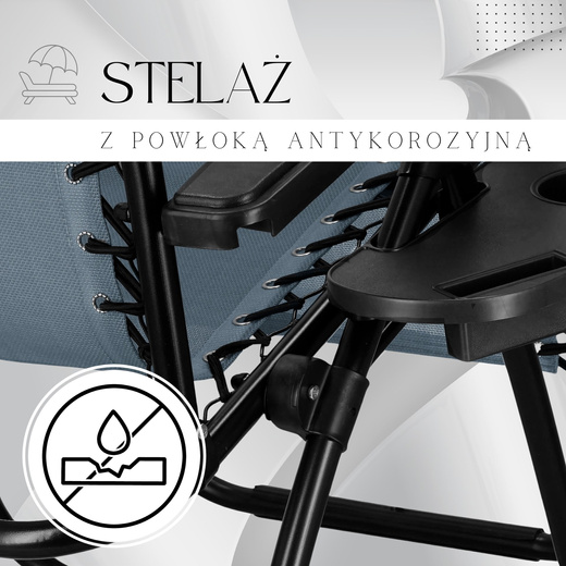 Leżak zero gravity z zagłówkiem ciemny szary