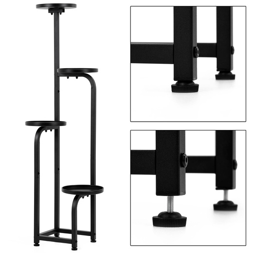 Kwietnik metalowy 115 cm stojak na kwiaty z 4 półkami loft wielopoziomowy nowoczesny