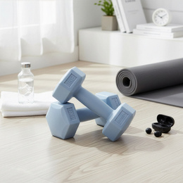 Ciężarki 2x1kg hexagonalne do ćwiczeń fitness hantle zestaw 2 szt. jasno niebieskie
