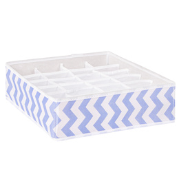 Organizer do szuflady na skarpetki i bieliznę 24 przegródki 33 × 33 × 10 cm niebieski