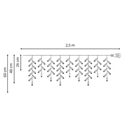 Kurtyna świetlna PRO 50 LED sople 2,5m IP65 lampki zewnętrzne ciepły biały + zimny biały flash, pilot z funkcją timer