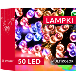 Lampki choinkowe 50 Led na baterie IP44 multikolor z programatorem