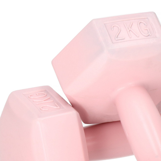 Ciężarki 2kg hexagonalne do ćwiczeń fitness hantle zestaw 2 szt. różowe