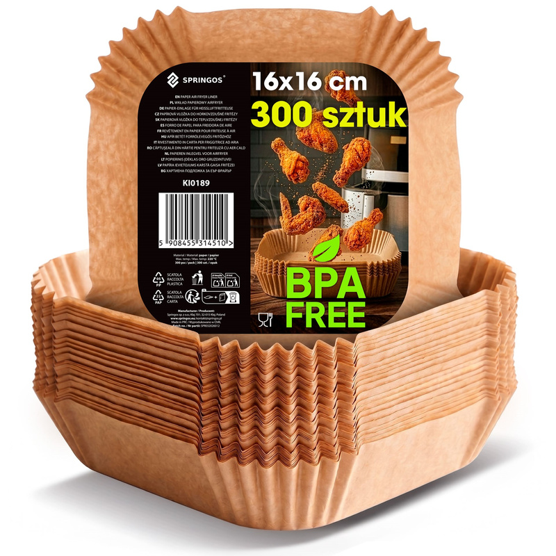Wkłady papierowe do Airfryer 300 szt. tacki do frytkownicy beztłuszczowej 16x16 cm