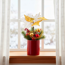 Gwiazda betlejemska 26 cm sztuczny kwiat, poinsecja złota z brokatem