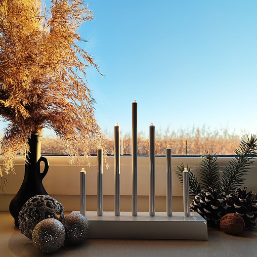 Świecznik adwentowy Led 7 świec biały