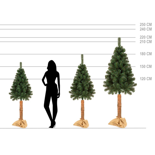 Choinka sztuczna na pniu 220 cm sosna jak żywa nowoczesna gęste drzewko świąteczne