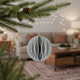 Papierowe bombki 6 szt. zawieszki choinkowe, ozdoby świąteczne 8 cm rozkładane, szary