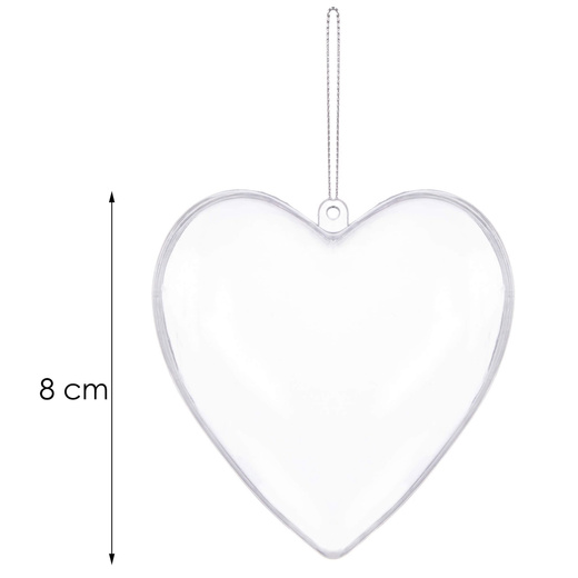 Bombki akrylowe 8cm serce plastikowe decoupage zestaw 12 szt.