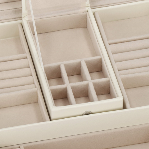 Szkatułka na biżuterię ekoskóra 25x25x8,5 cm kremowy organizer z przegródkami