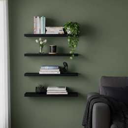 Półki ścienne 4 szt. na przyprawy, książki półki wiszące nowoczesne czarne