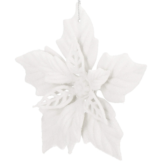 Zawieszka choinkowa 12 cm gwiazda betlejemska świąteczna ozdoba biały brokat