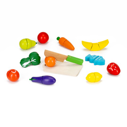 Owoce i warzywa drewniane dla dzieci, nożyk do krojenia, zabawki zestaw 13 el. kolorowe