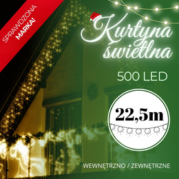 Kurtyna świetlna 1000 led girlanda, lampki wewnętrzno-zewnętrzne sople ciepły biały