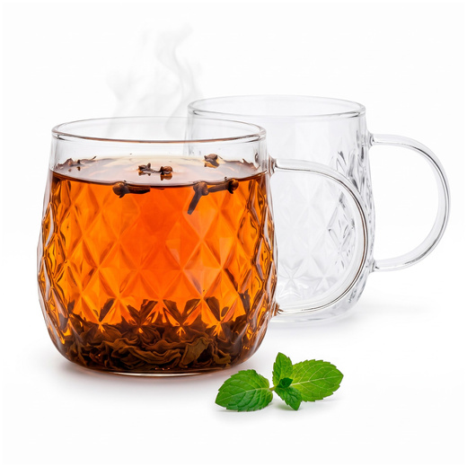 Szklanka do kawy, herbaty, napojów 350 ml zestaw 2 szt. szklanek z uchem