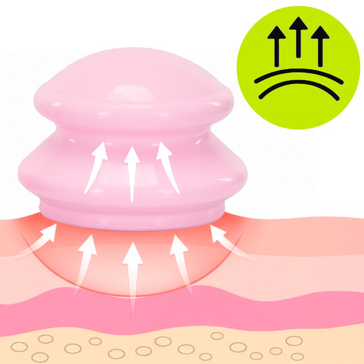Bańki chiński, gumowe do masażu zestaw 4 szt. antycellulitowy, różowe