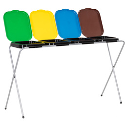 Stojak na worki na śmieci 4 komory kosz do segregacji odpadów, stelaż z pokrywami