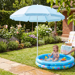 Parasol plażowy 160 cm ogrodowy, przeciwsłoneczny UPF50+ składany, łamany na balkon, taras, błękitny