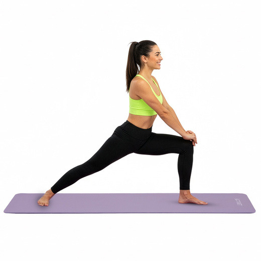 Mata do jogi, ćwiczeń fitness 183x61 cm antypoślizgowa, materac do stretchingu fioletowy