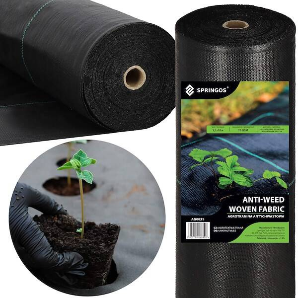 Agrowłóknina antychwastowa agrotkanina 70g czarna mata 1,1x10 m