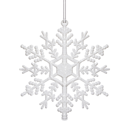 Zawieszka na choinkę śnieżynki 3 szt. ozdoba świąteczna 12 cm biały brokat