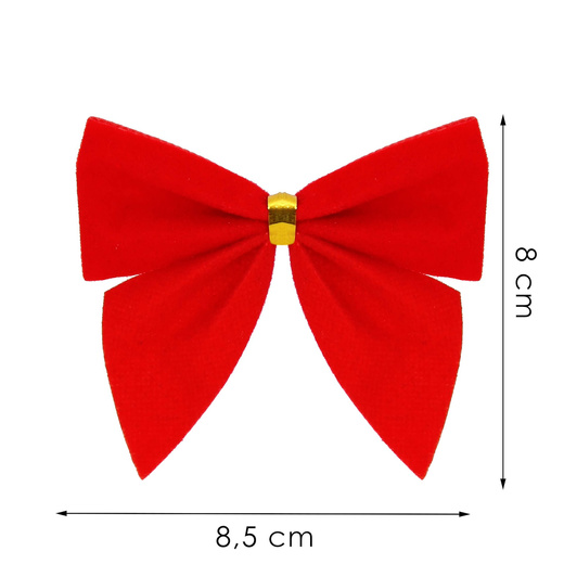 Kokardki świąteczne na choinkę 6 szt. brokatowe zawieszki choinkowe czerwone