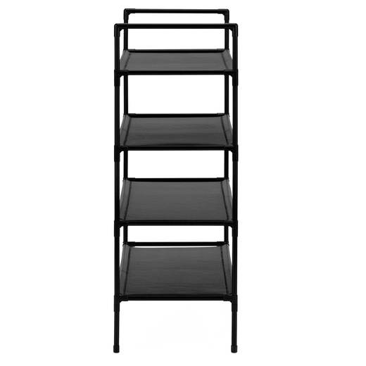 Regał na buty 4 poziomy szafka metalowa z półkami na obuwie 75x72x28 cm czarna