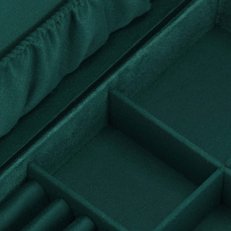 Szkatułka na biżuterię 28x19,5x7 cm zielony welurowy organizer z przegródkami