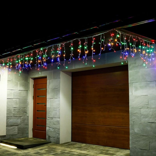 Kurtyna świetlna 500 led girlanda, lampki wewnętrzno-zewnętrzne sople multikolor